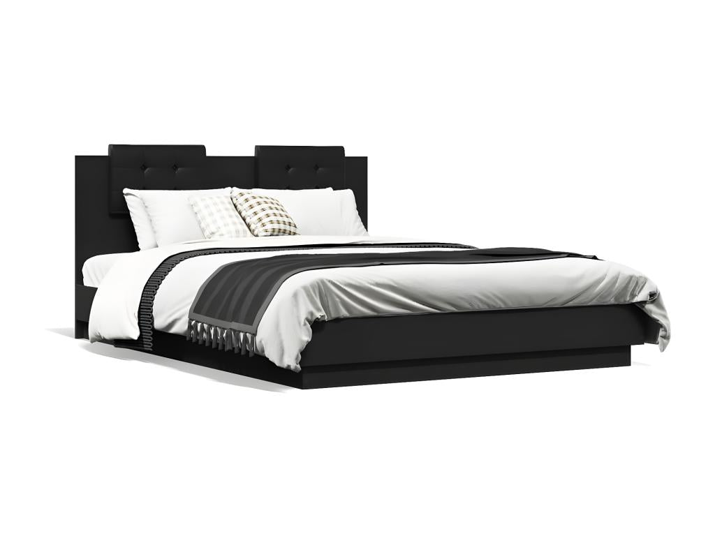Black bed frame without mattress, 140x200 cm