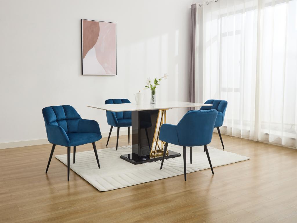 Set of 2 chairs with armrests - Velvet and metal - Blue - PEGA by Meublita MORABITO