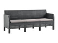 3-seater garden sofa with cushions, anthracite PP rattan