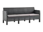 3-seater garden sofa with cushions, anthracite PP rattan
