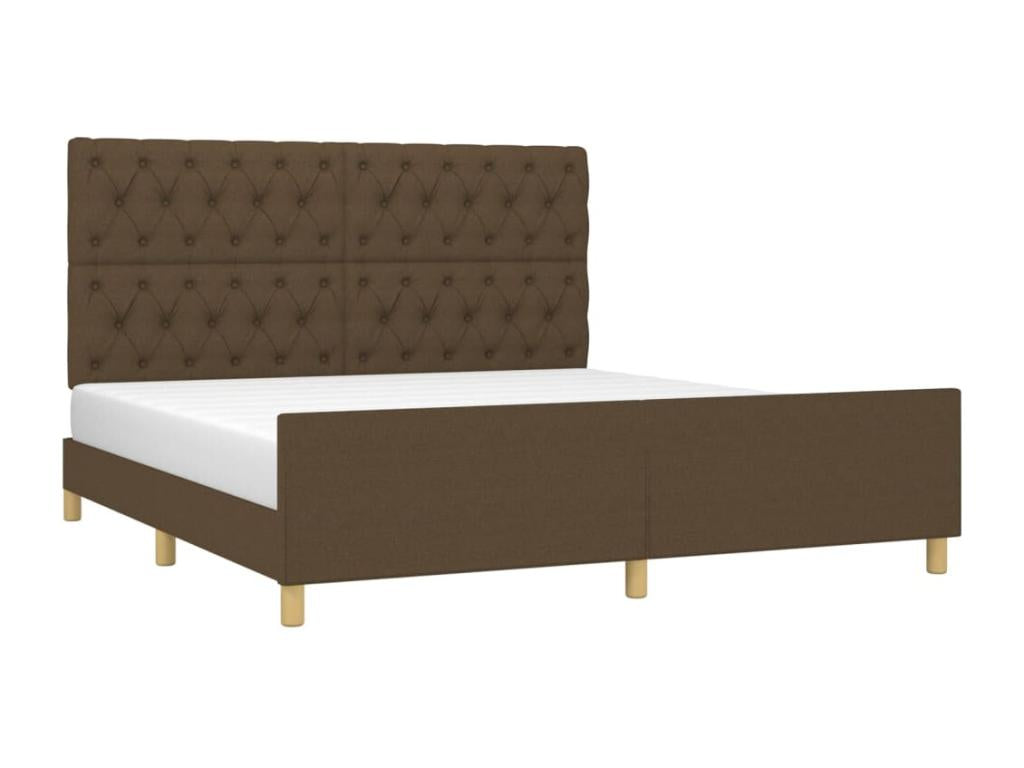 Bed frame with headboard, dark brown, 160x200 cm, fabric