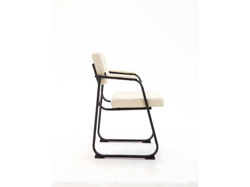 Chairs with armrests - Fabric / Matte black metal - Cream - Meublita B