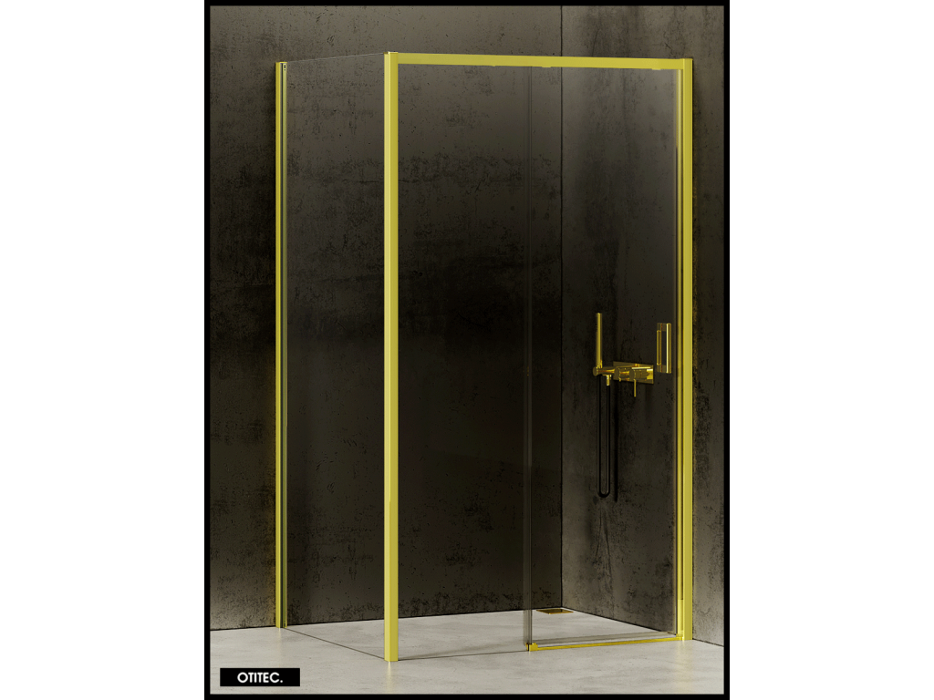 Shower Door with Side Panel - 120x90x200 - LIGHT GOLD - PREMIUM - LEFT
