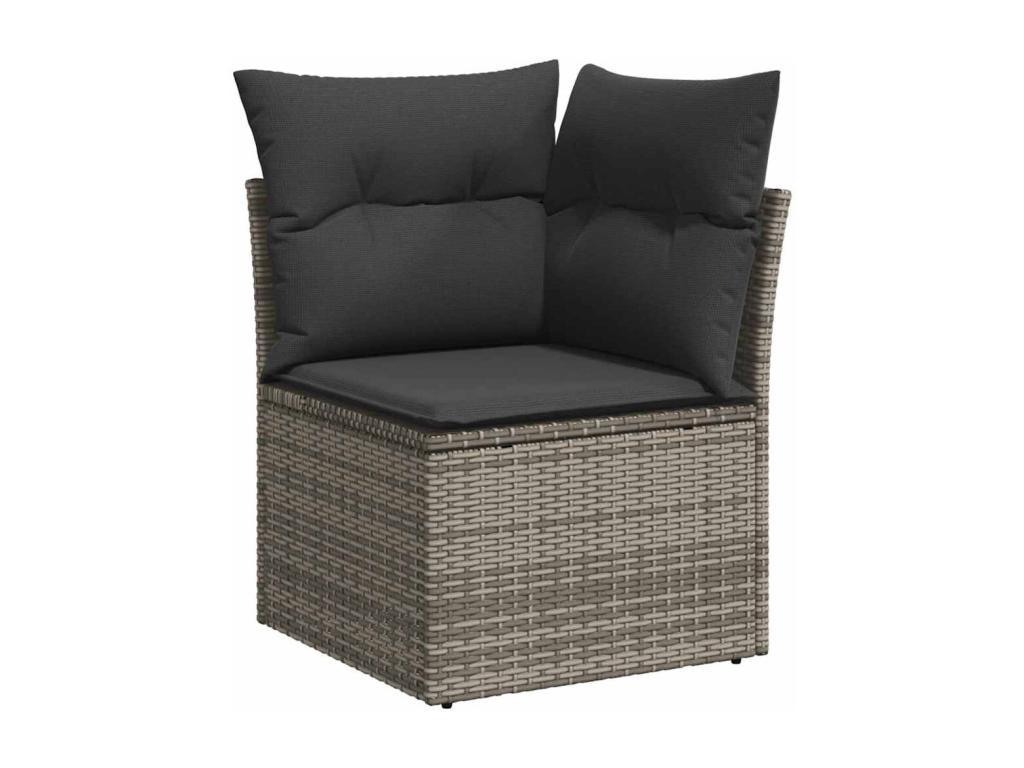 Meublita 9-piece garden furniture set with cushions, grey woven resin
