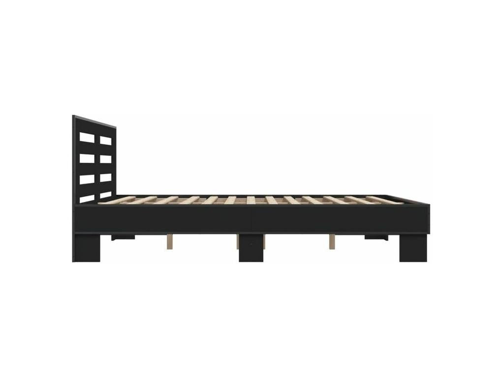Black bed frame 150x200 engineered wood and metal