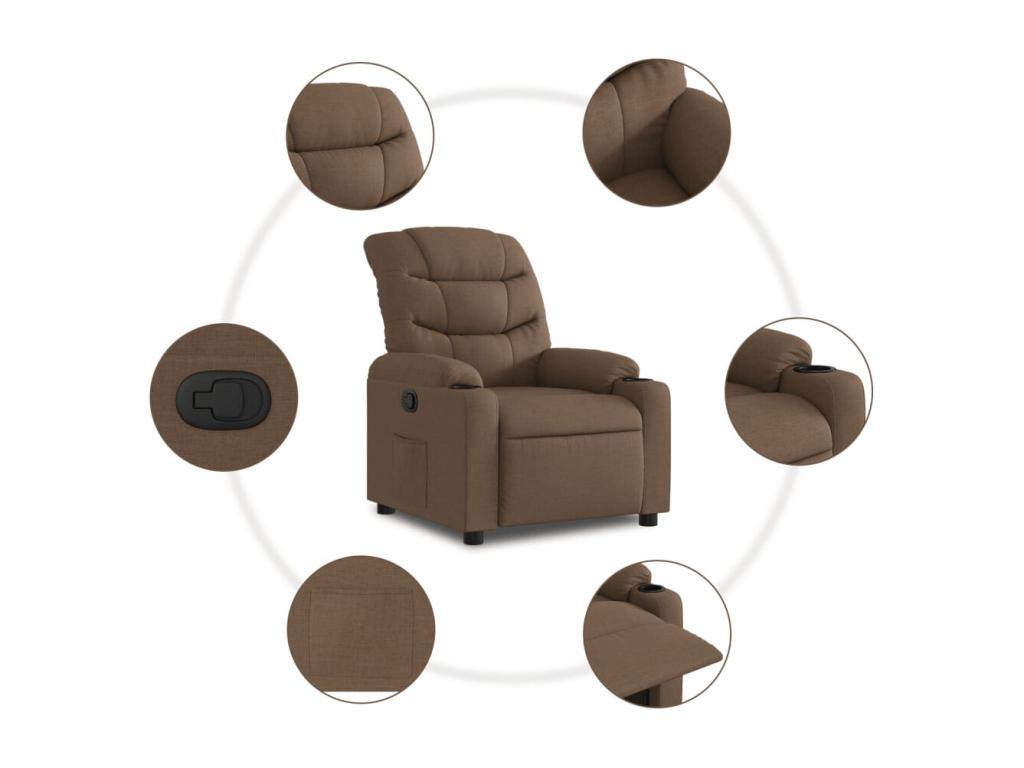 Brown Fabric Reclining Armchair