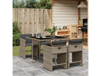 5-piece garden dining set with grey resin wicker cushions