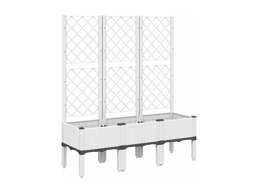 Planter with white trellis 120x40x142 cm PP