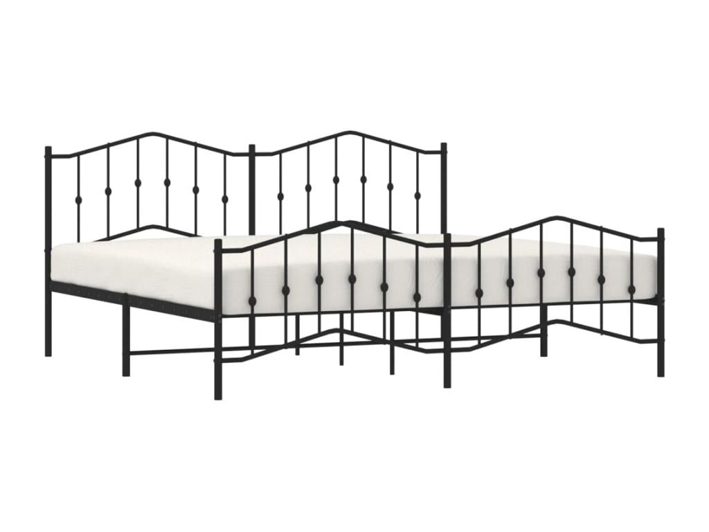 Metal bed frame with headboard and footboard, black, 193x203