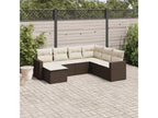 Garden furniture set with cushions, 7 pieces, brown woven resin