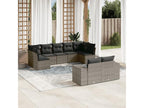 9-piece garden furniture set with grey resin wicker cushions