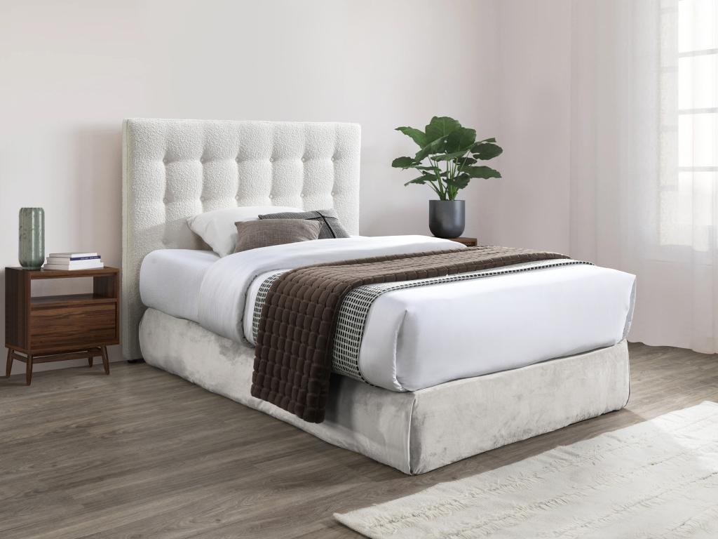 Upholstered headboard 140 cm - Bouclé fabric - White - Meublita