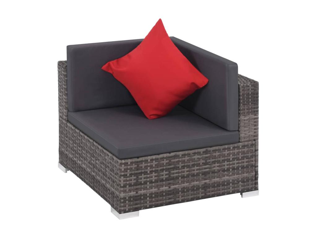 8-piece garden furniture set with cushions, grey woven resin