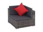 8-piece garden furniture set with cushions, grey woven resin