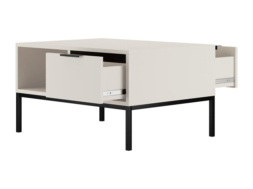 Coffee table 80 cm Meublita White Black legs