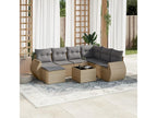 8-piece garden furniture set with cushions, beige woven resin