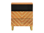 Brown and black bedside table, 50x33x60 cm, solid mango wood