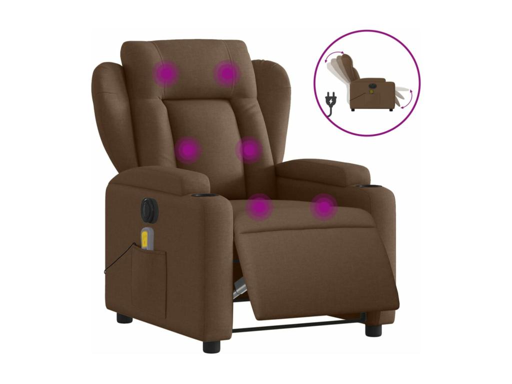 Brown fabric electric reclining massage chair