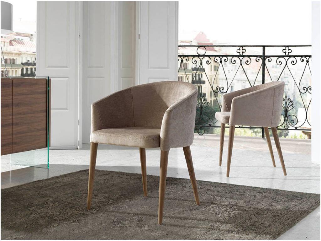 Meublita walnut wood and fabric armchair - Set of 2 - Meublita color 95