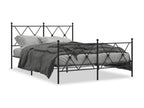 Black metal bed frame with headboard and footboard, 140x200 cm