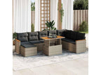 Meublita 9-piece garden furniture set with cushions, grey woven resin