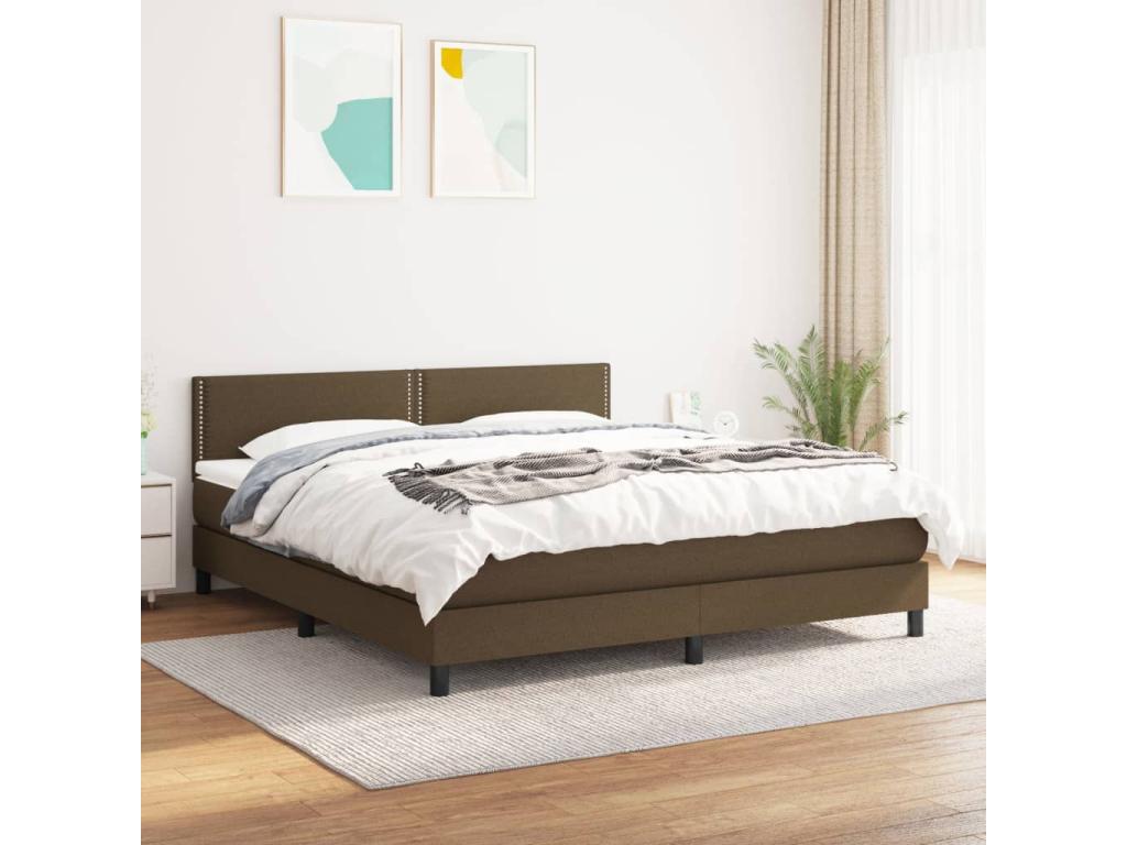 Upholstered bed base with mattress, dark brown, 180x200 cm