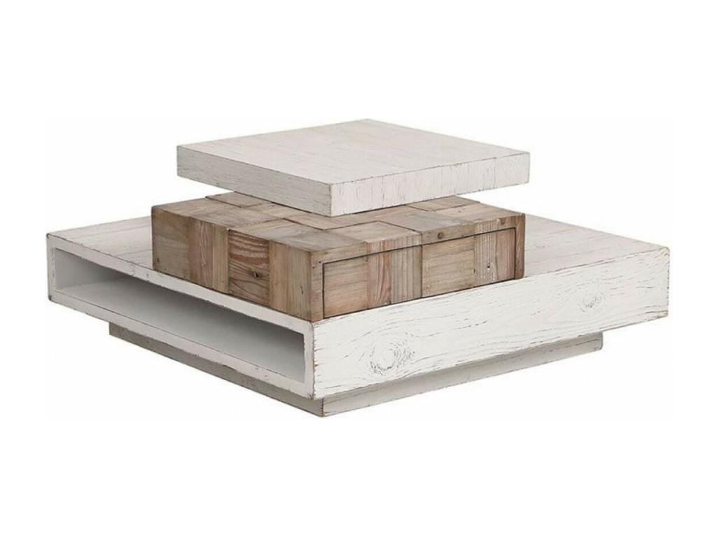 Square Coffee Table in White Wood - Meublita