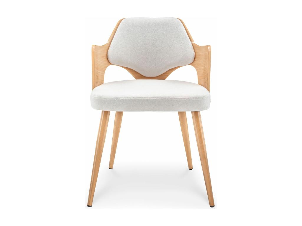 Set of 2 Dima Scandinavian chairs in light oak and beige bouclé fabric