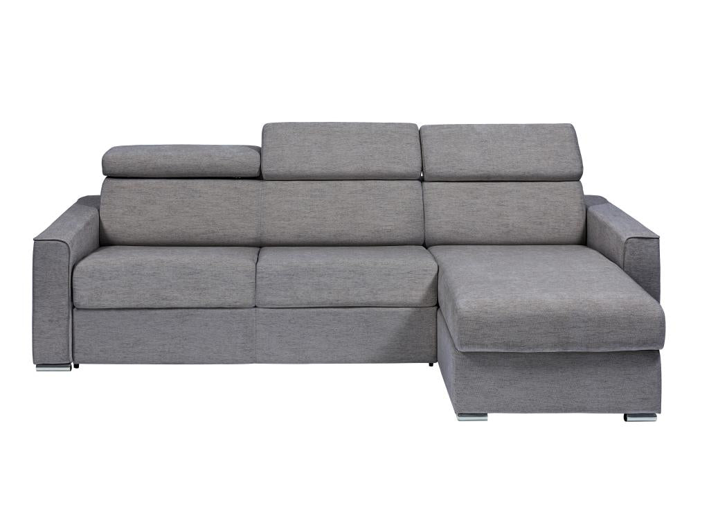 Reversible corner sofa bed in grey fabric - 160 cm sleeping area - 18 cm mattress - Meublita