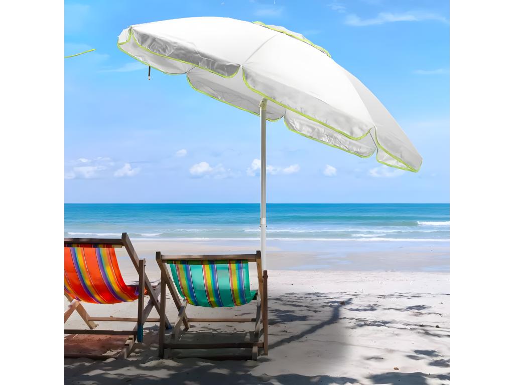 200cm Round Round Windproof Beach Parasol with Sturdy UV Protection EMERA