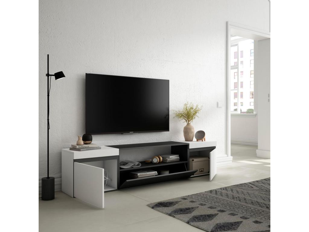 TV Stand/Bench 200x45x35cm For TVs up to 80" Living Room Furniture White and Black