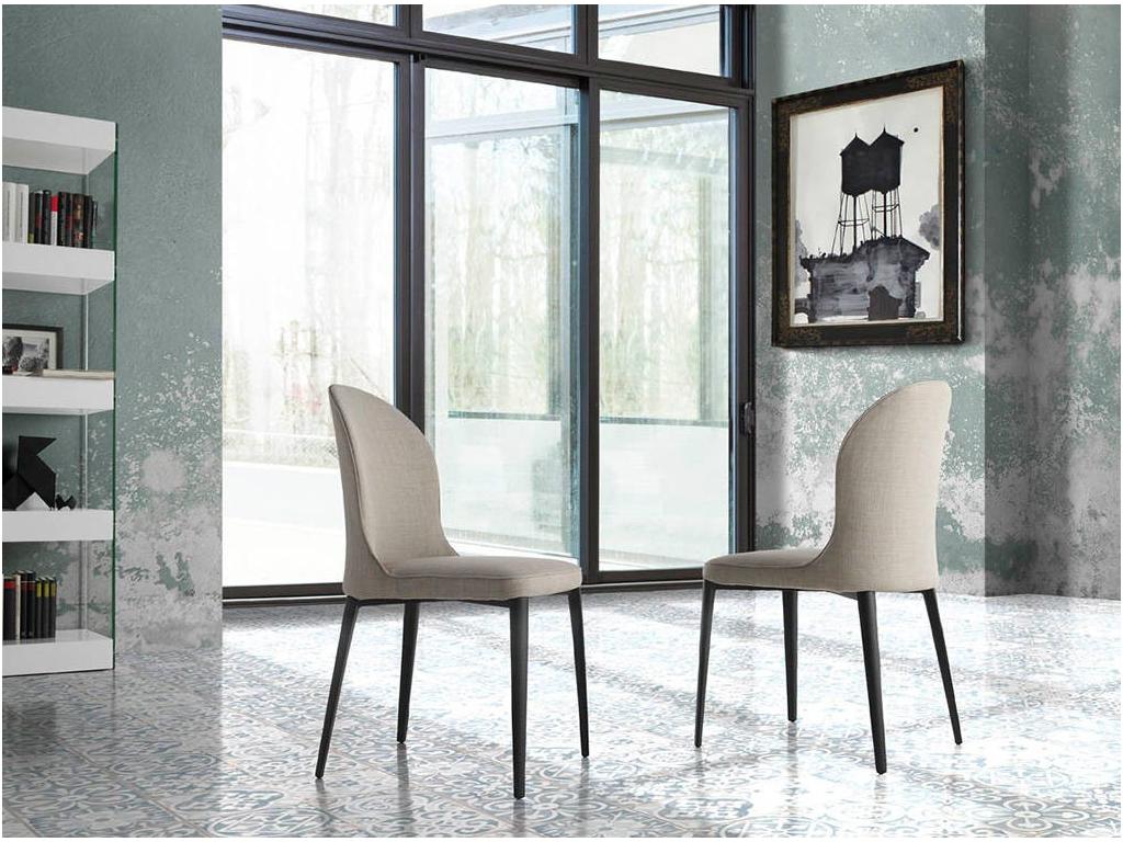 Meublita fabric chair with black steel legs - Set of 2 - Meublita color 53