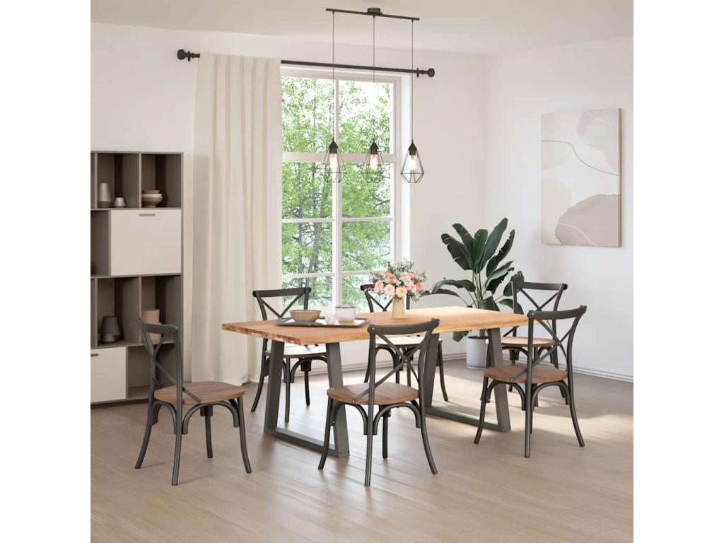 Dining table with natural edge, 200x100x74cm, solid oak wood