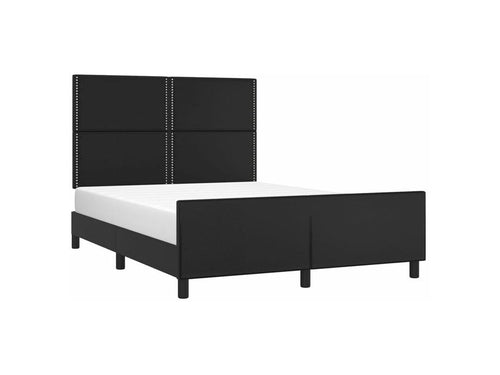 Black bed frame with headboard, 140x200 cm, faux leather