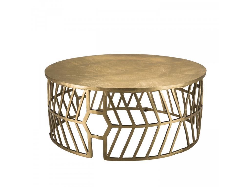 Meublita - Round coffee table 89x89cm gold aluminum with graphic base