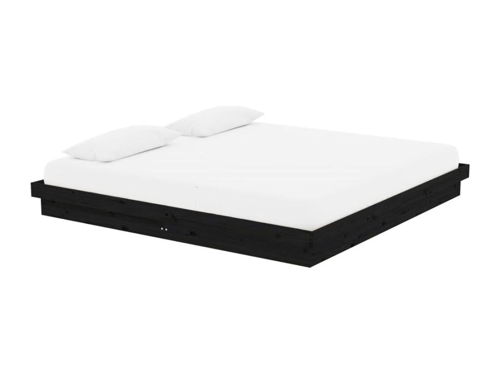 Black Solid Wood Bed Frame 200x200 cm