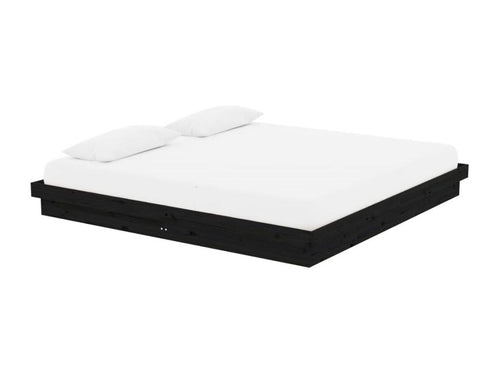 Black Solid Wood Bed Frame 200x200 cm