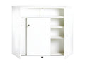 White 2-Door Bar Counter with Lock and 4 Shelves, W 134.5 cm H 104.8 cm D 55.3 cm - Upholstered Color 911