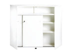 White 2-Door Bar Counter with Lock and 4 Shelves, W 134.5 cm H 104.8 cm D 55.3 cm - Upholstered Color 911