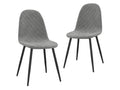 Meublita chair with black metal legs and light grey velvet seat - Set of 2