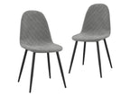 Meublita chair with black metal legs and light grey velvet seat - Set of 2