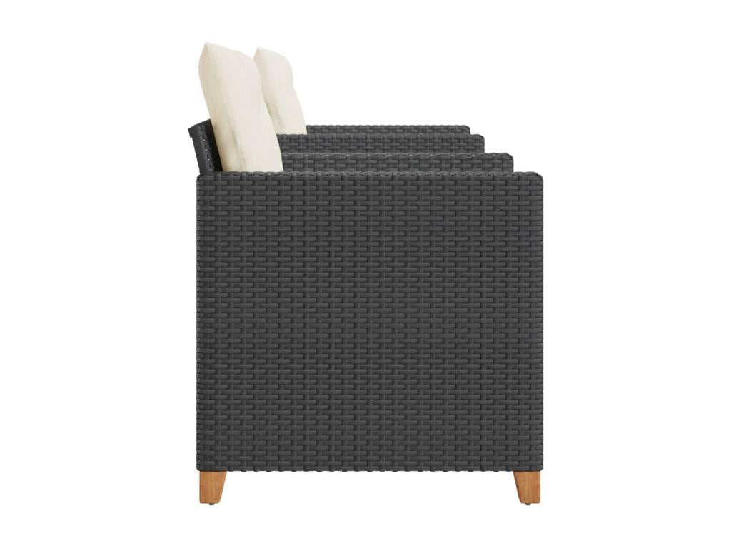 Meublita 3-piece set and cushions in black resin wicker