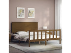 Bed frame without mattress, honey brown, solid wood