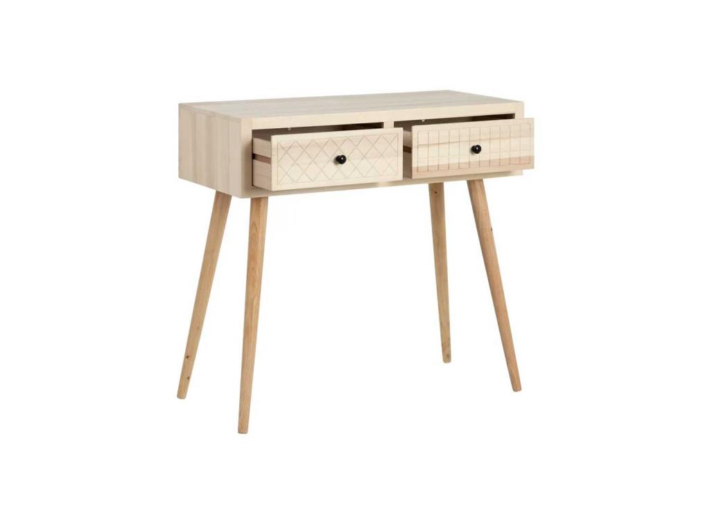 Console table with 2 drawers, light solid wood - Meublita