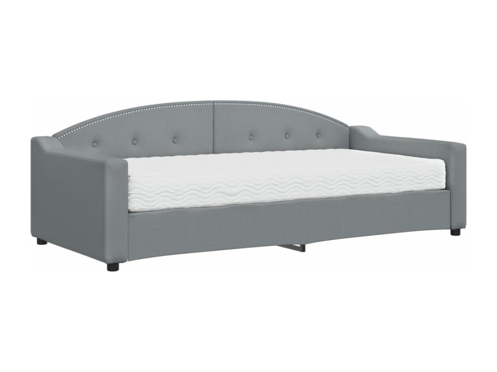 Daybed with light grey mattress 90x200 cm fabric