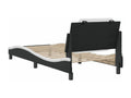 Black and white bed frame without mattress, 80x200 cm, faux leather