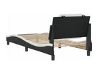Black and white bed frame without mattress, 80x200 cm, faux leather