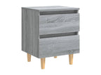 Bedside tables with wooden legs, 2 pieces, Vertchez grey, 40x35x50 cm