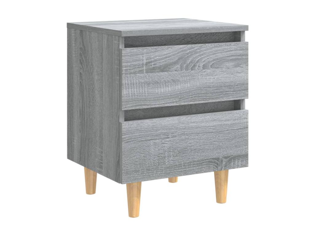 Bedside tables with wooden legs, 2 pieces, Vertchez grey, 40x35x50 cm