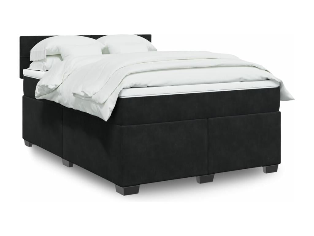 Vertchez bed base with black velvet mattress 140x190 cm